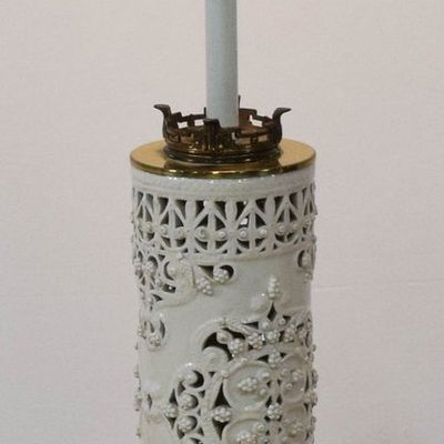 Sale Photo Thumbnail #248: Large Reticulated Blanc de Chine Porcelain Table Lamp Base
