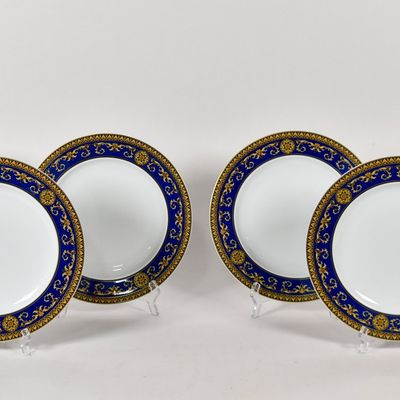 Sale Photo Thumbnail #209: Set of 6 Versace Rosenthal Porcelain Medusa Blue Dinner Plates