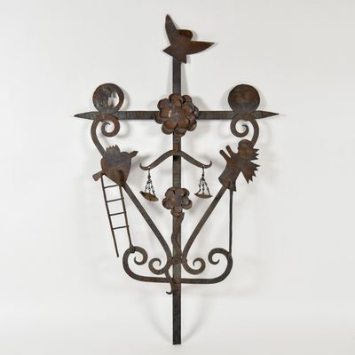 Sale Photo Thumbnail #14: Guadalupe Hermosillo Escobar Wrought Iron House Cross