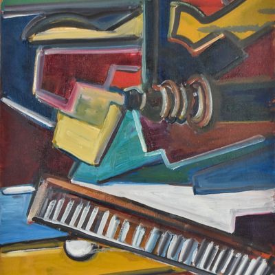 Sale Photo Thumbnail #405: Oil on Canvas Cubist Abstract Composition
