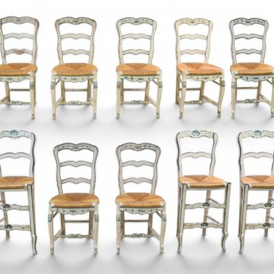 Sale Photo Thumbnail #434: Set of 10 French Country Style Painted Chairs and Bar Stools