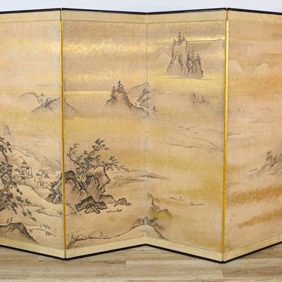 Sale Photo Thumbnail #41: Signed Shoso Ink and Pigment on Paper 6 Panel Folding Screen