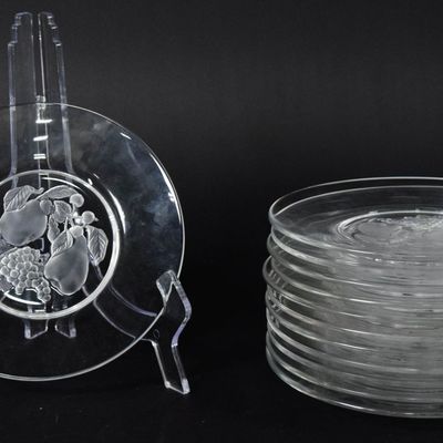 Sale Photo Thumbnail #191: Set of 12 Val Saint Lambert Crystal Dessert Plates