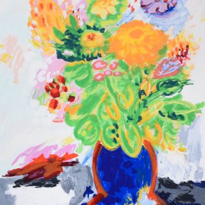 Sale Photo Thumbnail #299: Yehouda Chaki Limited Edition Lithograph Floral Still Life