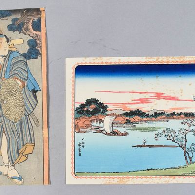 Sale Photo Thumbnail #261: 2 Japanese Woodblock Prints (Utagawa Toyokuni III Original & Utagawa Hiroshige Adachi Reproduction)