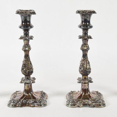 Sale Photo Thumbnail #281: Group of 4 Baroque Revival Silver-Plated Candlesticks