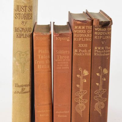 Sale Photo Thumbnail #348: Collection of 5 Rudyard Kipling Cloth Bound Literary Volumes