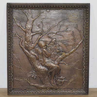 Sale Photo Thumbnail #373: Art Nouveau Relief Cast Iron Fireplace Panel