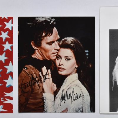 Sale Photo Thumbnail #129: 3 Lynda Carter Charlton Heston Sophia Loren and Lauren Bacall Autographed Photographs