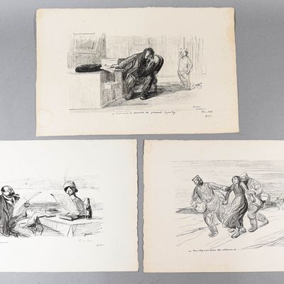 Sale Photo Thumbnail #173: Jean-Louis Forain Group of 3 Satirical WWI Lithographs