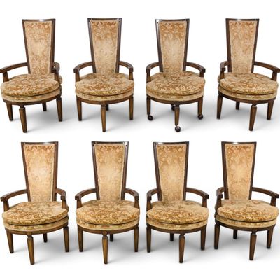 Sale Photo Thumbnail #425: Set of 8 Louis XVI Style High Back Upholstered Armchairs