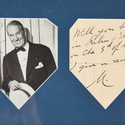 Sale Photo Thumbnail #104: Maurice Chevalier Autographed Photograph and Signed Handwritten Note