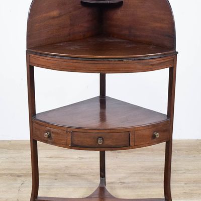Sale Photo Thumbnail #432: Federal Style Inlaid Mahogany Corner Washstand With Gallery