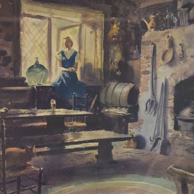 Sale Photo Thumbnail #28: John Pike Watercolor Interior Scene with Woman at Window