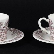 Sale Photo Thumbnail #207: Set of 6 Hermes Faience Les Maisons Enchantees Tea Cups and Saucers