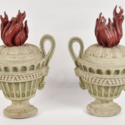 Sale Photo Thumbnail #362: Pair of Neoclassical Style Carved Wood Wall Braziers