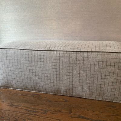 52" Upholstered Windowpane Plaid Bench 