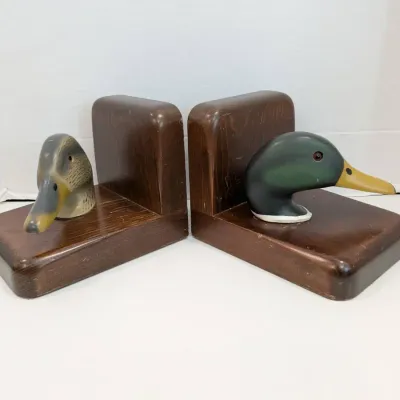 Wooden Duck Book Ends 