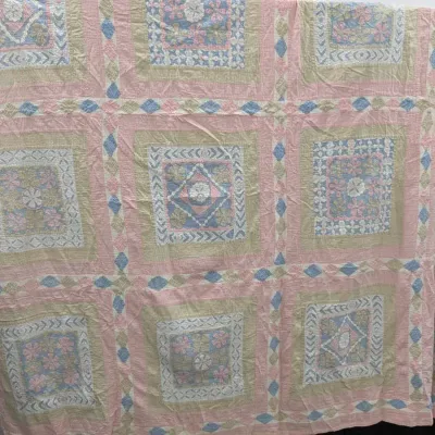 Patch Work Hand Sewn Bedspread 