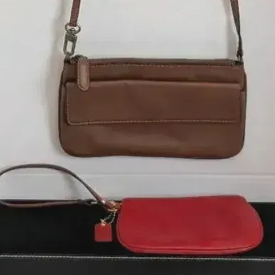 Coach Red Leather Wristlet 6.5" and Cross Body Brooks Brothers Leather Purse
