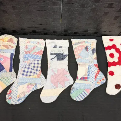 5 Handmade Patchwork Stockings 