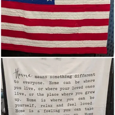 "Home " Throw  & Quilted  Flag Throw 