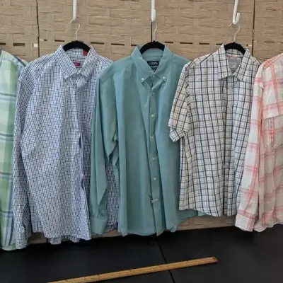 Men's Short Sleeve Plaid + Fishing Shirts (Size L)