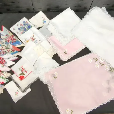 Embroidered Placemats,Napkins & Various Kerchiefs 