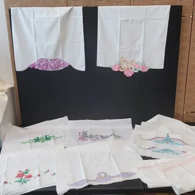 Embroidered & Crocheted Pillow Cases 