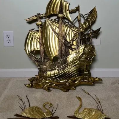 Brass Colored Nautical Wall Artwork