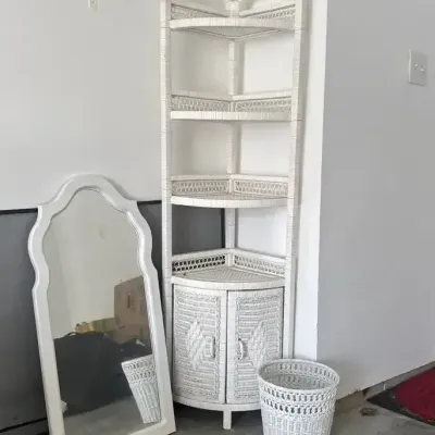 White Rattan Shelf