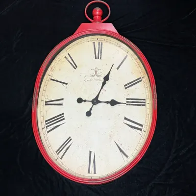 Large Red Wall Clock