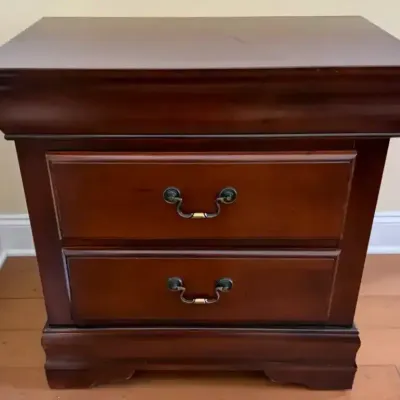 Cherry Finish Two-Drawer Nightstand