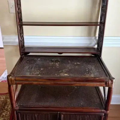 Wood Service Cart & Wall Shelf