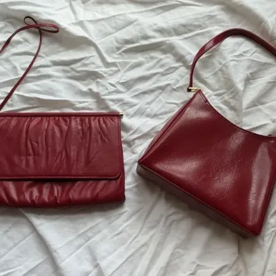 Lot Of 2 Red Vintage Leather Handbags - Mardane, Liz Claiborne