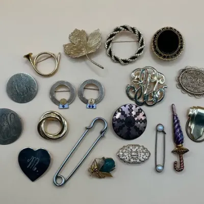 Gold Toned Brooches and Sterling Insect Brooch