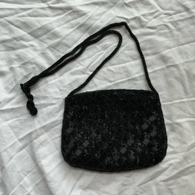 Beautiful Black Beaded Shoulder Bag