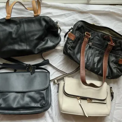 Lot Of 4 Vintage Handbags incl. Genuine Leather Giani Bernini, Isaac Mizrahi