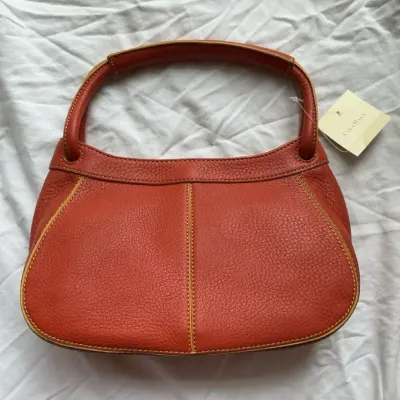 Vintage Cole Haan Small Snap Hobo Bag in Orange/Maize