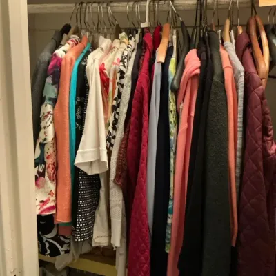 Contents Of Front Coat Closet Rack - Women’s Jackets etc.
