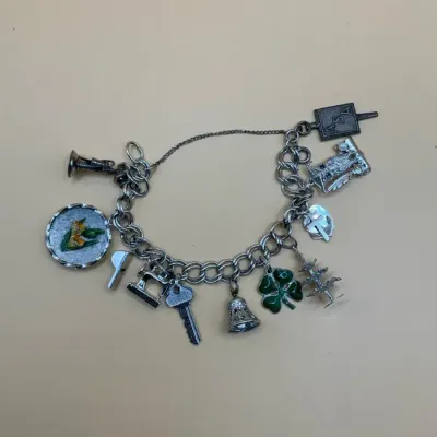Charm Bracelet w Sterling Silver Charms