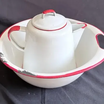 Vintage Republic Enamelware Basin & Coffee Pot