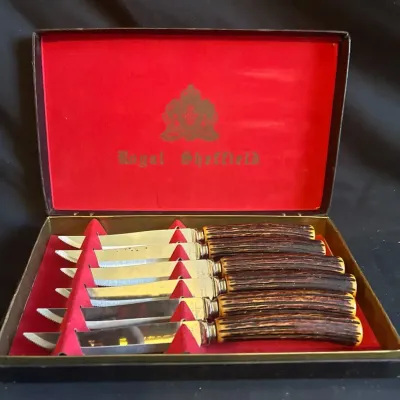Royal Sheffield 6-Piece Steak Knife Set With Faux Antler Handles