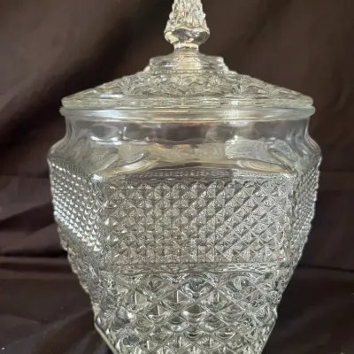 Vintage Anchor Hocking Wexford Clear Glass Cookie Jar