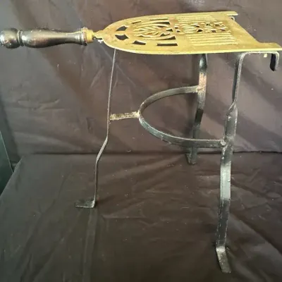 Vintage Brass & Wrought Iron Fireside Trivet
