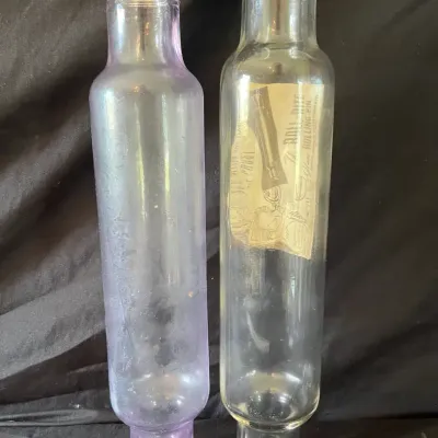 2 Vtg Glass Fillable Rolling Pins