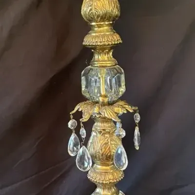 Vintage Ornate Standing Ashtray With Crystal Prisms