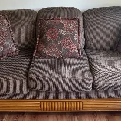 Hughes Furniture Upholstered Sofa With Wood Trim
