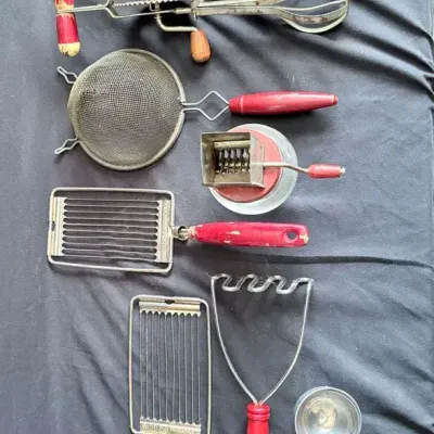Vintage Red-Handled Kitchen Utensil Collection