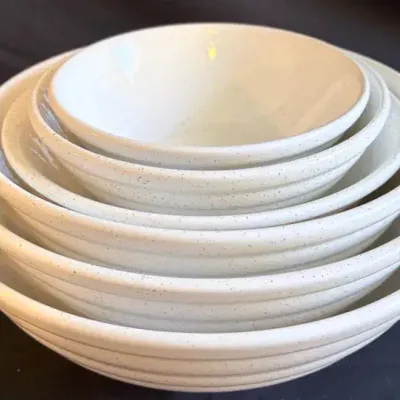 Set of 6 Hand-Painted Italian Ceramic Nesting Bowls
